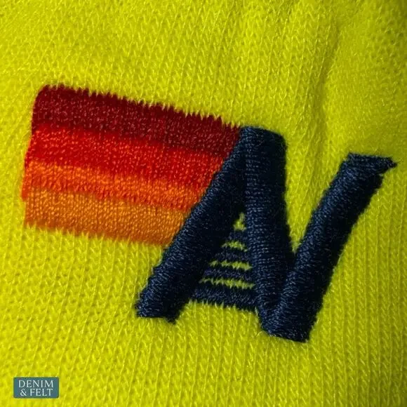 Aviator Nation Neon Yellow Checkered Stripe Sweatpants Jogger Retro Rare Small - Picture 16 of 16